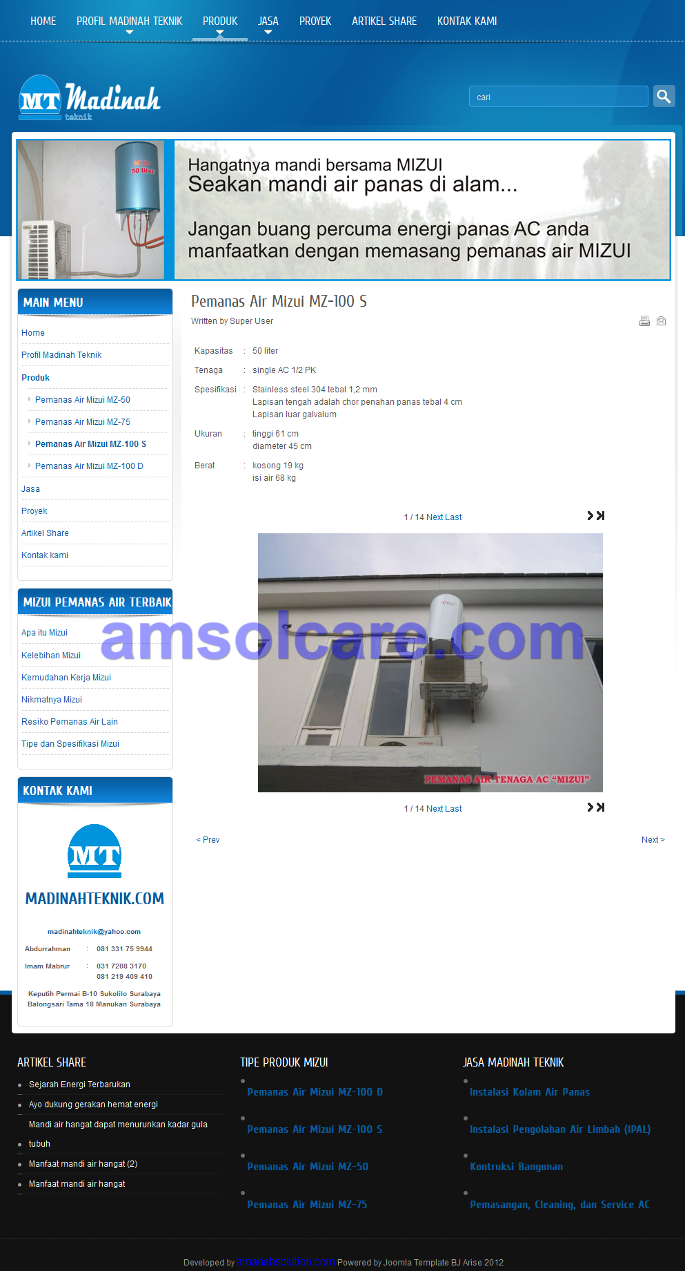 Website Pemanas Air Mizui Madinah Teknik